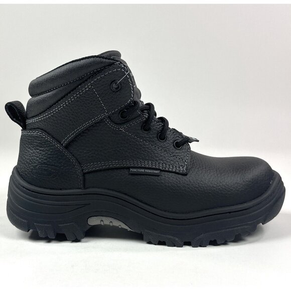 Skechers Work Burgin Tarlac Steel Toe Boot Mens Wide Fit Black Leather Safety - Picture 1 of 10